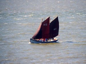 WR1 sloep zeilen op de Waddenzee